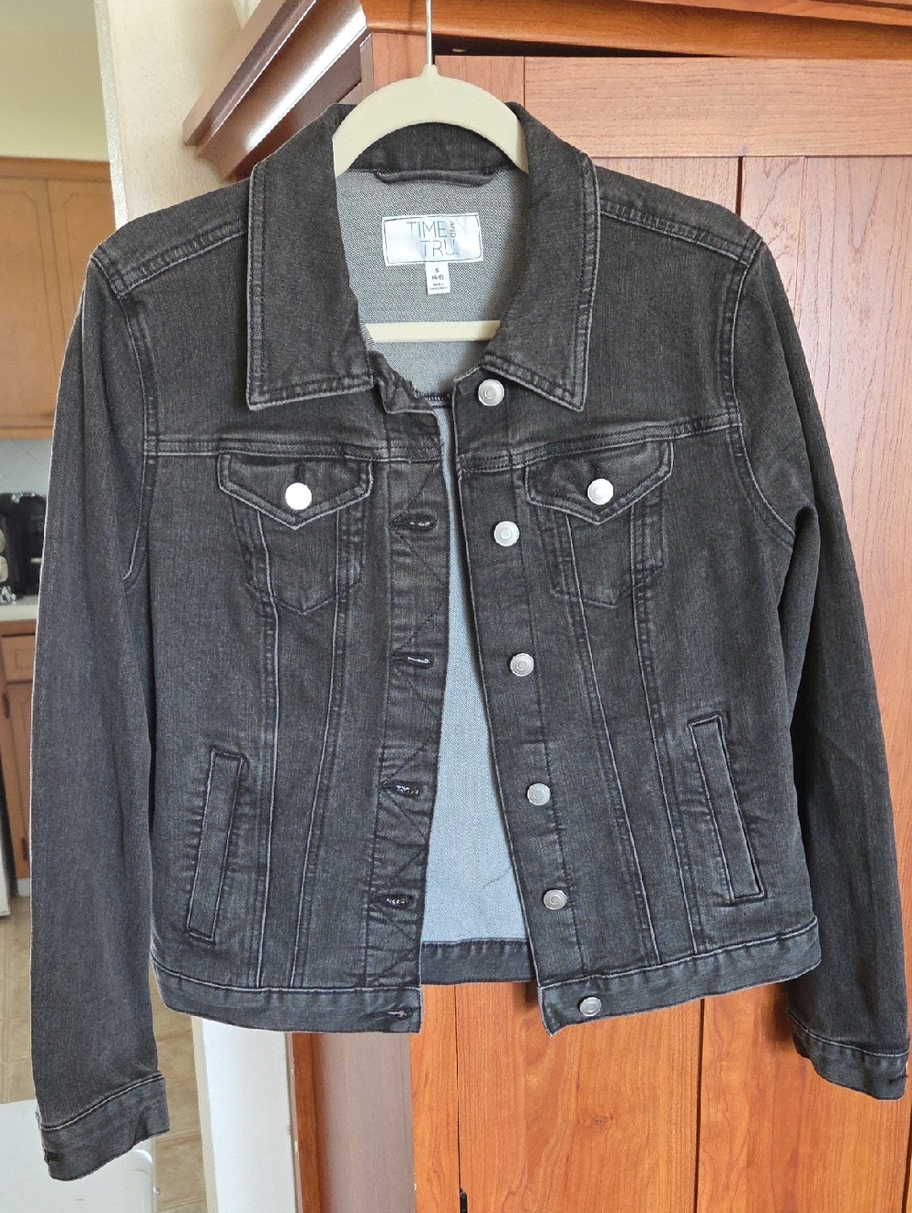 Time and Tru Charcoal Black Denim Jacket